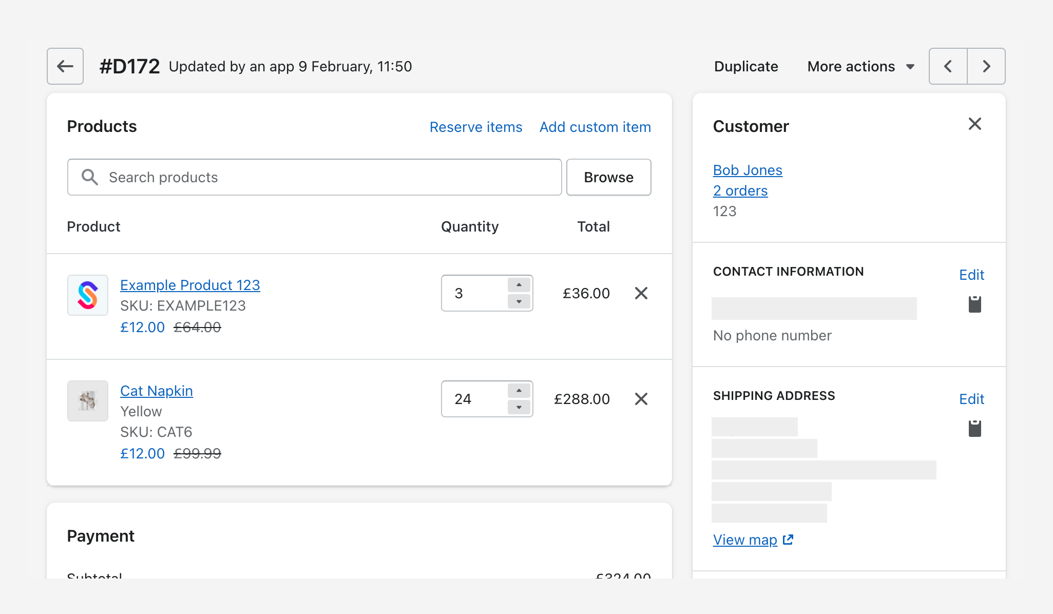 Shopify orders admin