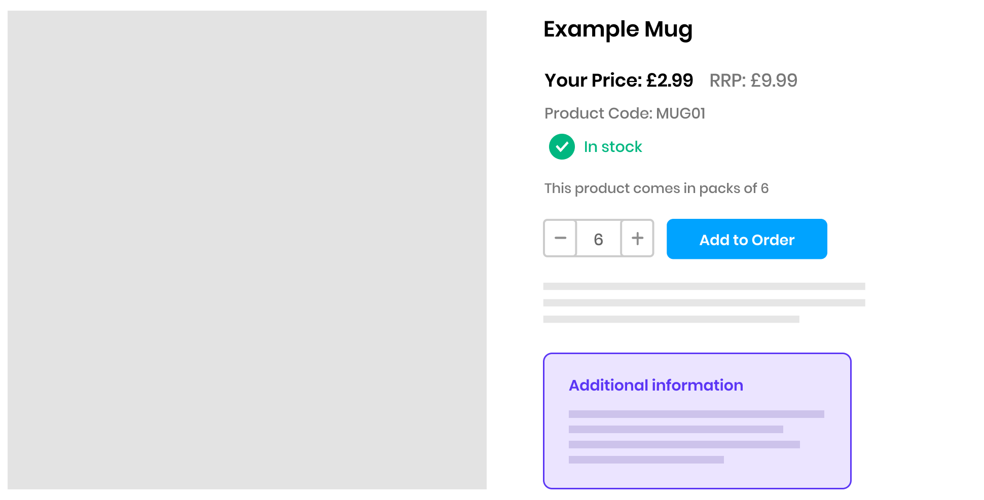 In this example, the purple box denotes content that only B2B customers see
