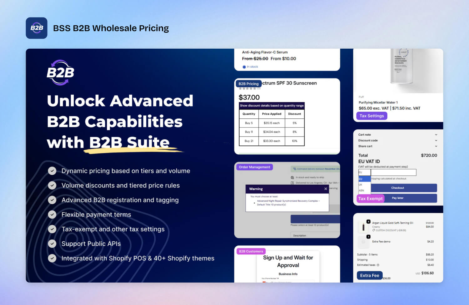 BSS B2B Wholesale Solution app overview