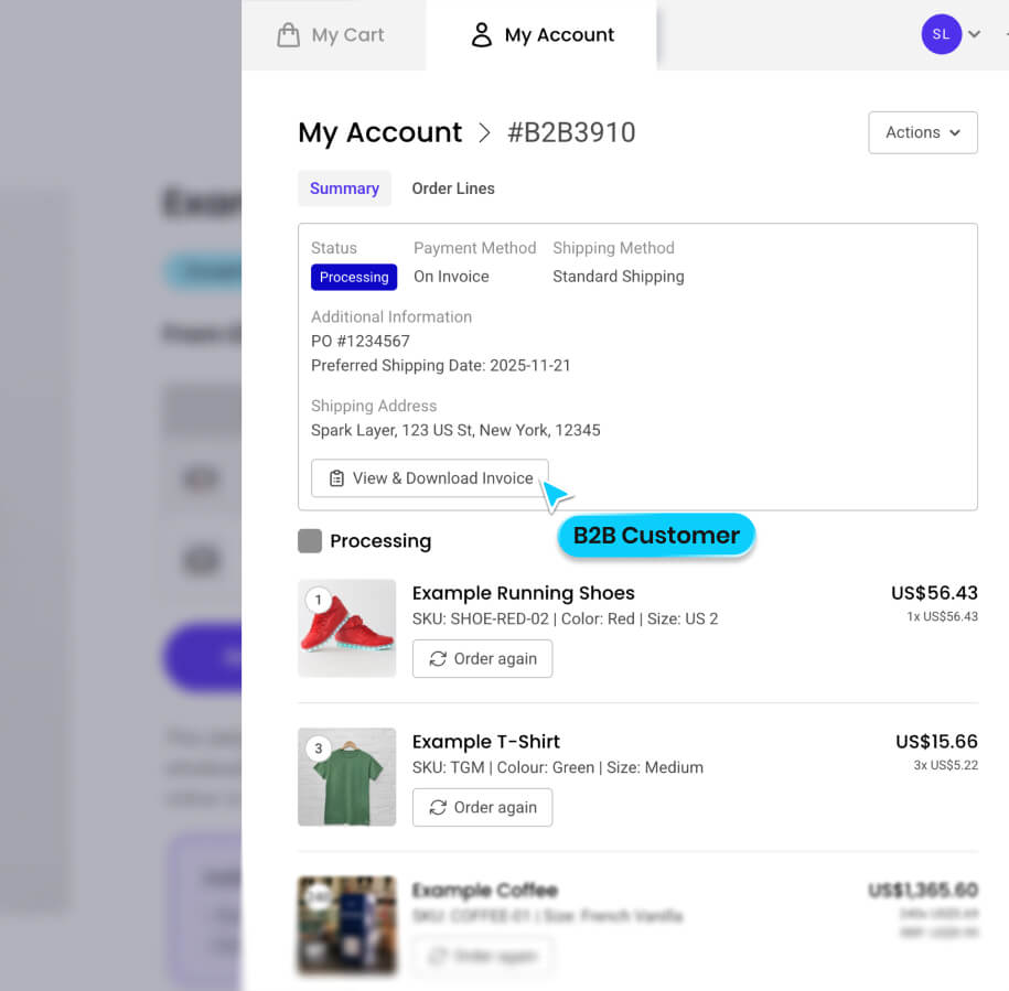 SparkLayer B2B Ordering